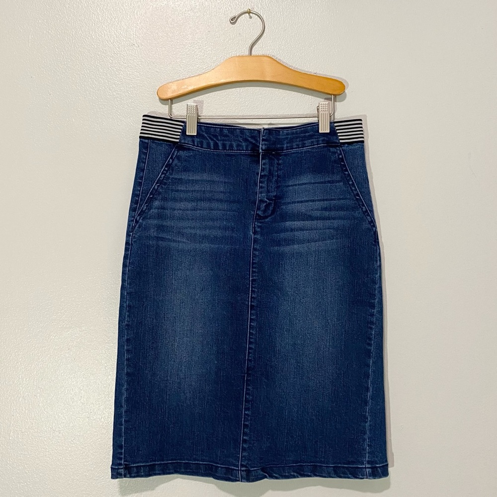 Jean Midi Skirt with Slit